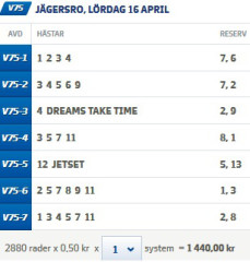 V75 Jägersro 16/4